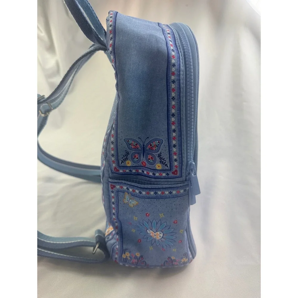 Brighton Love Blue Paisley Bandana Print Canvas Backpack Bag Floral Heart